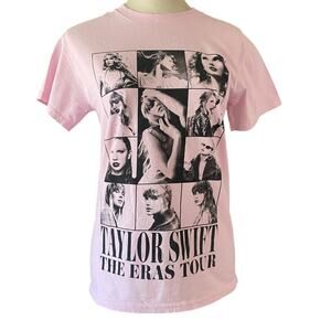 Taylor Swift The Eras Tour Pink T-Shirt Size Small Graphic Front and Back